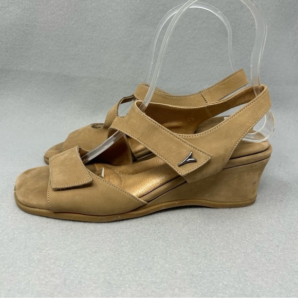 Beautifeel Tan Suede Wedge Slingback Square Toe Comfort Sandals Size EU 37/US 6 - Picture 4 of 16